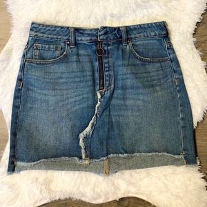 Zip Denim Jean Skirt
